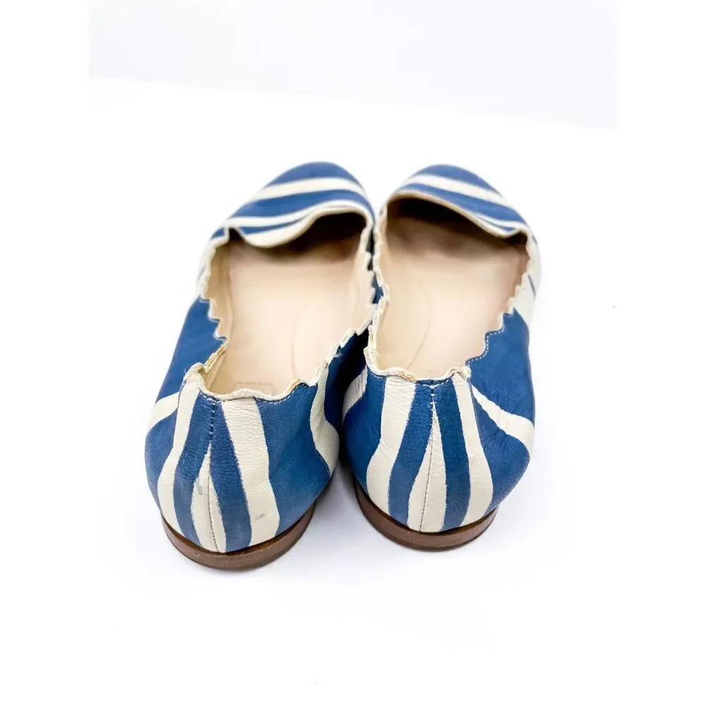 Chloe Scalloped Lauren Striped Ballerina Flat‎